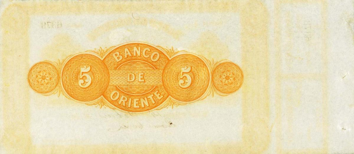 Back of Colombia pS698: 5 Pesos from 1884