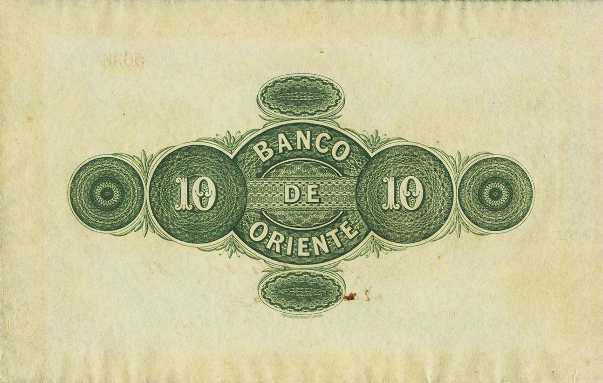 Back of Colombia pS699r: 10 Pesos from 1884