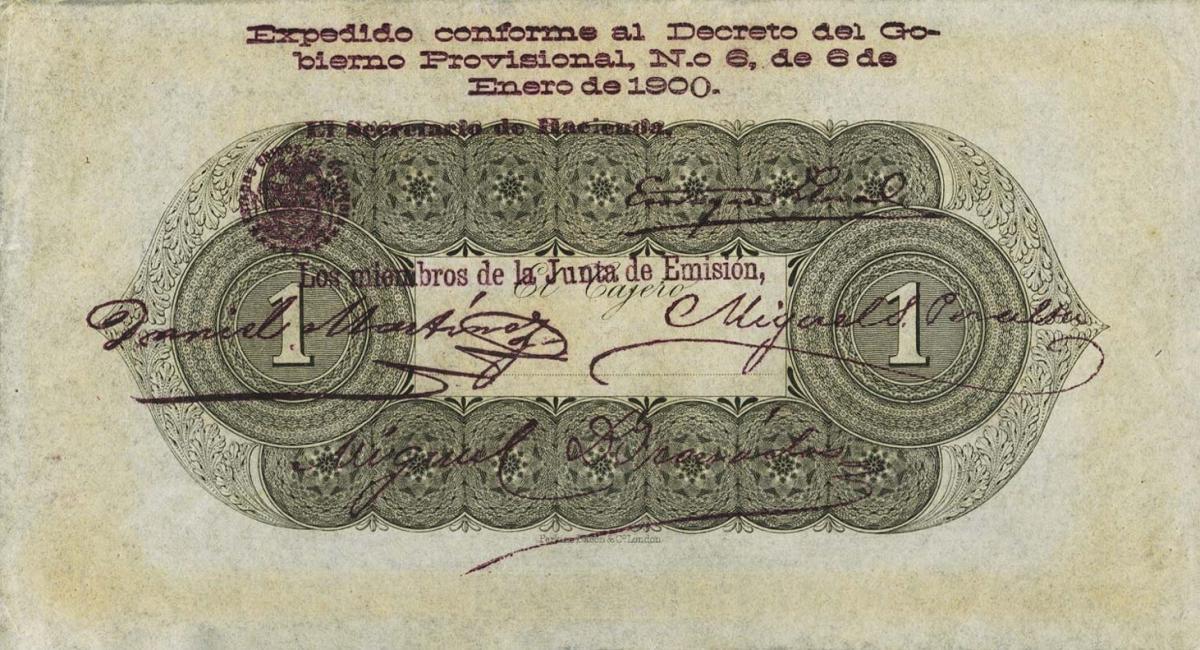 Back of Colombia pS831c: 1 Peso from 1873