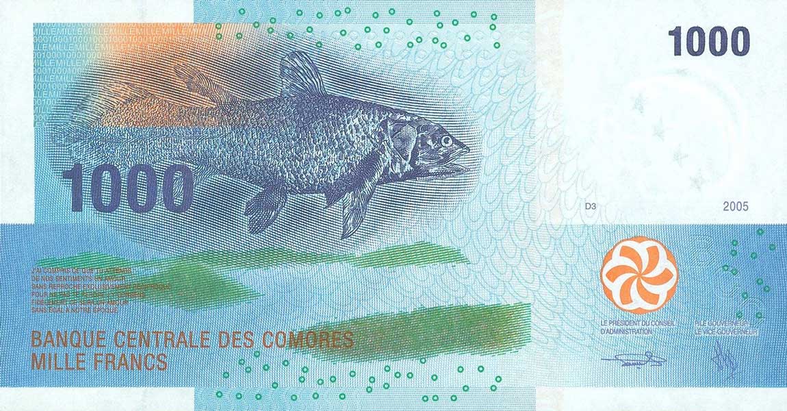 Front of Comoros p16a: 1000 Francs from 2005