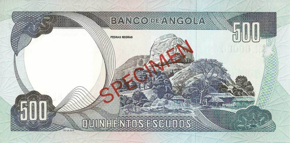 Back of Angola p102s: 500 Escudos from 1972