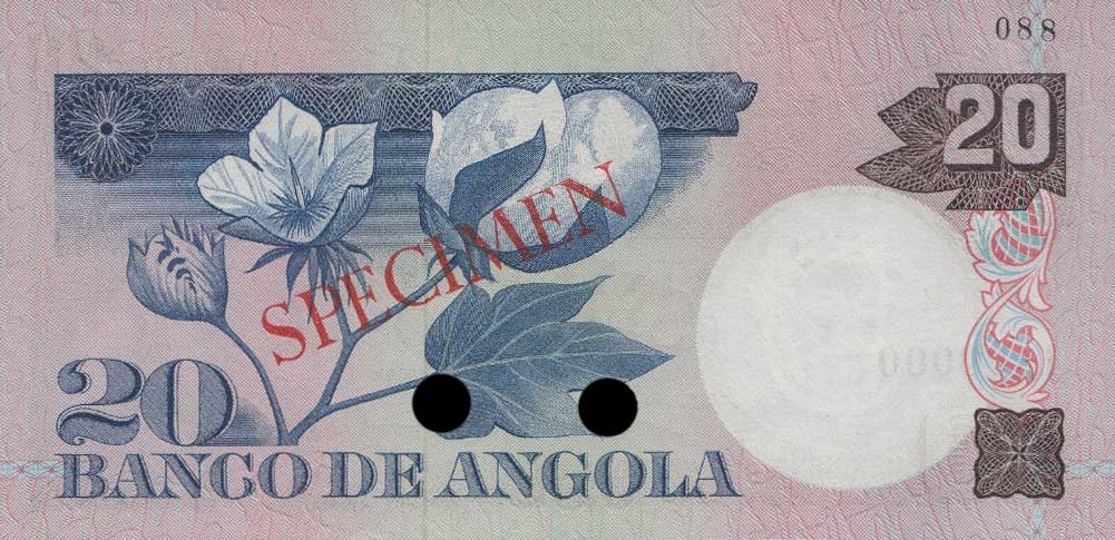 Back of Angola p104ct: 20 Escudos from 1973