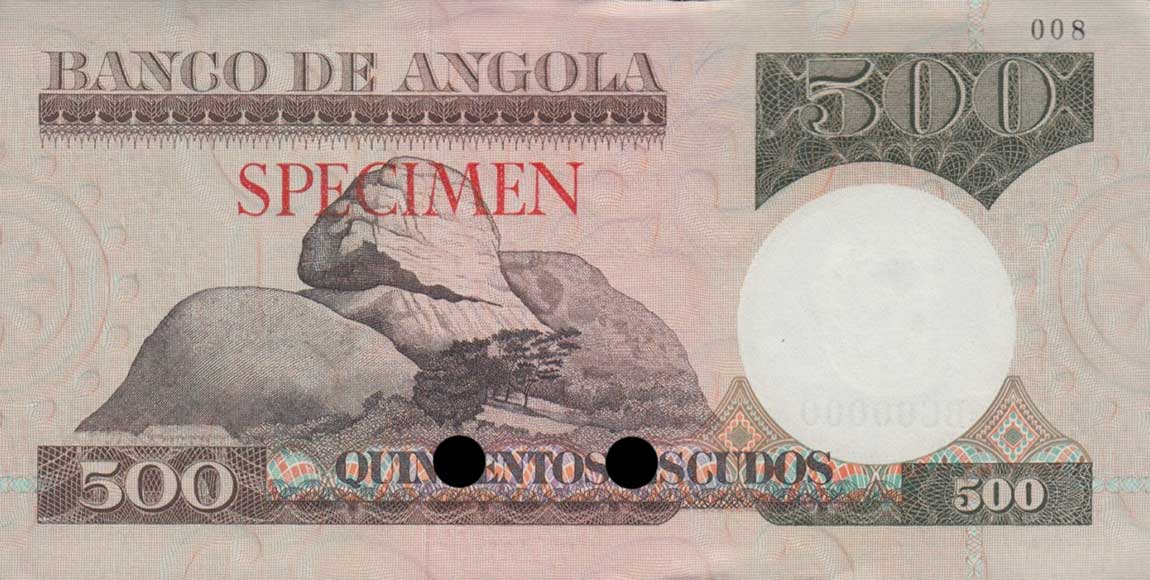 Back of Angola p107ct: 500 Escudos from 1973