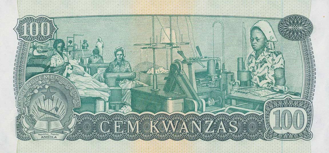 Back of Angola p111s: 100 Kwanzas from 1976
