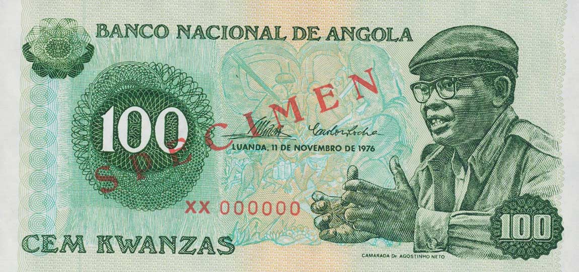 Front of Angola p111s: 100 Kwanzas from 1976