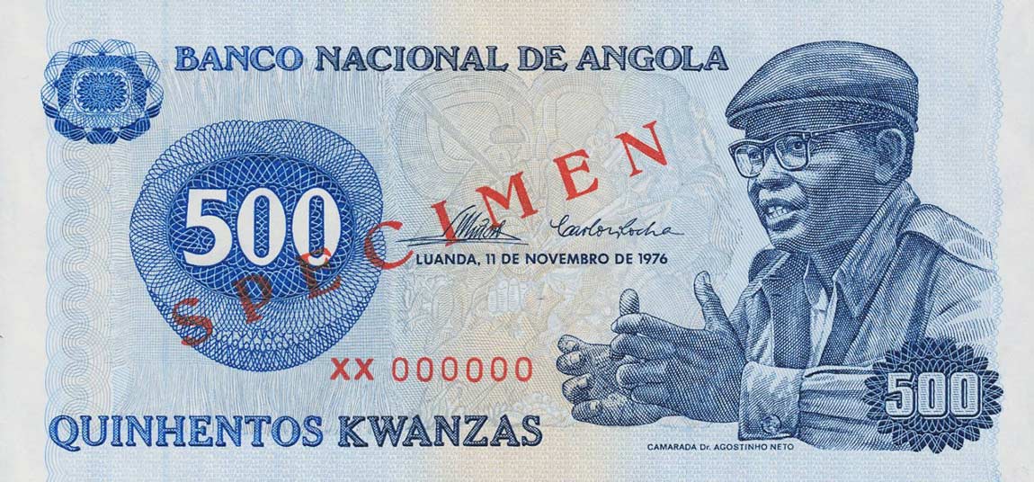 Front of Angola p112s: 500 Kwanzas from 1976