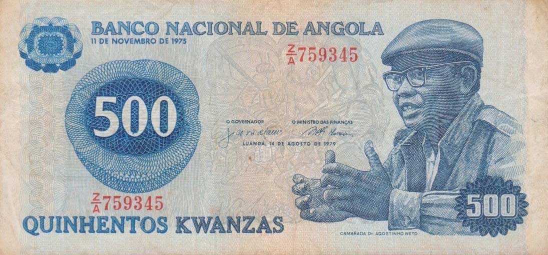 Front of Angola p116a: 500 Kwanzas from 1979