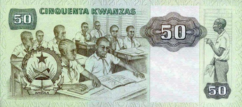 Back of Angola p118: 50 Kwanzas from 1984