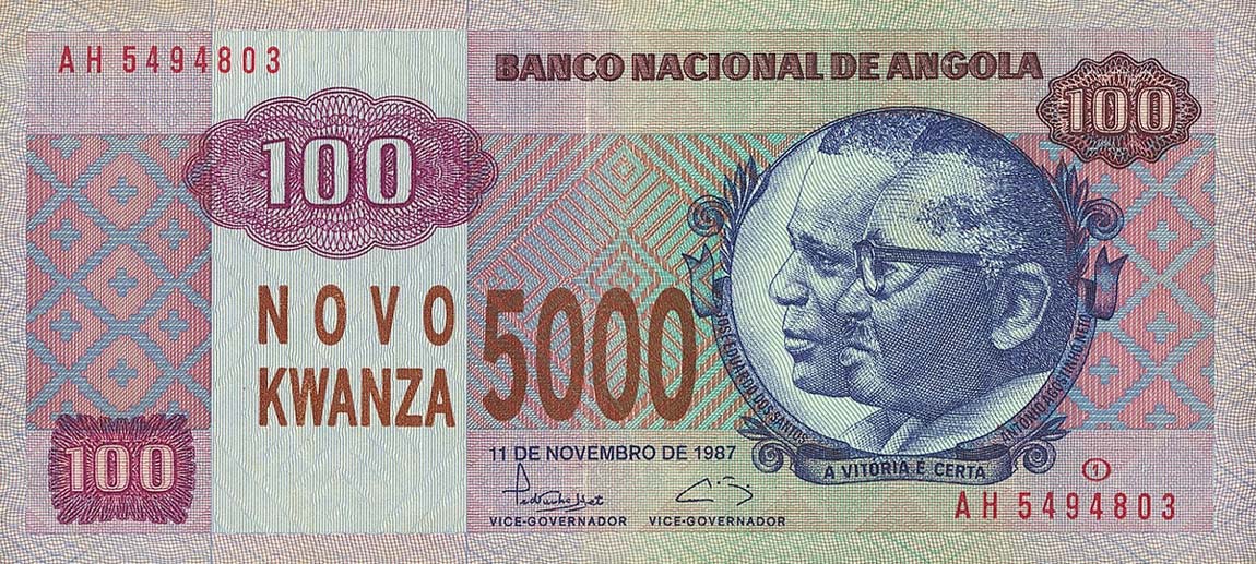 Front of Angola p125: 5000 Novo Kwanza from 1991