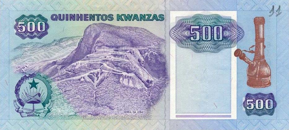 Back of Angola p127: 500 Kwanzas from 1991