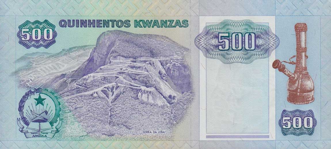 Back of Angola p128c: 500 Kwanzas from 1991