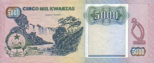 Back of Angola p130b: 5000 Kwanzas from 1991