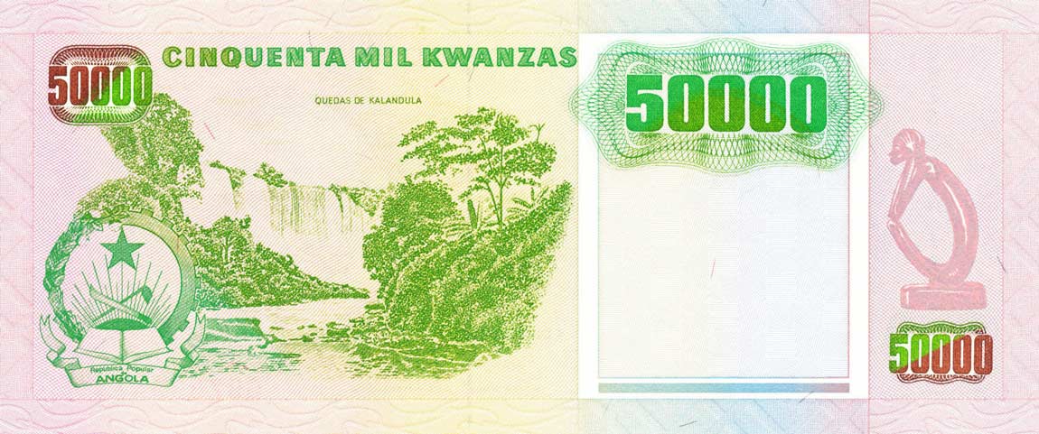 Back of Angola p132: 50000 Kwanzas from 1991