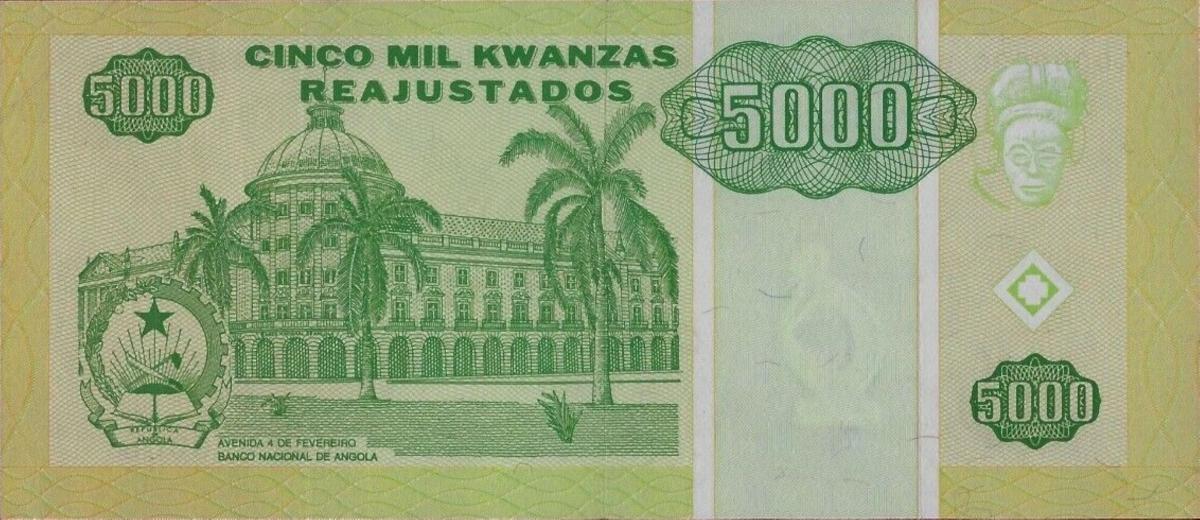 Back of Angola p136s: 5000 Kwanzas Reajustados from 1995