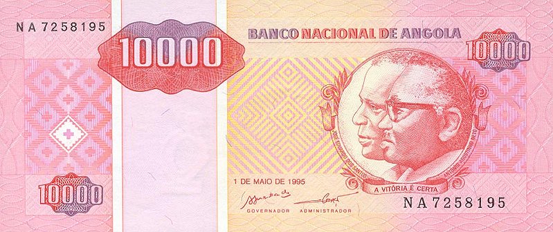 Front of Angola p137: 10000 Kwanzas Reajustados from 1995
