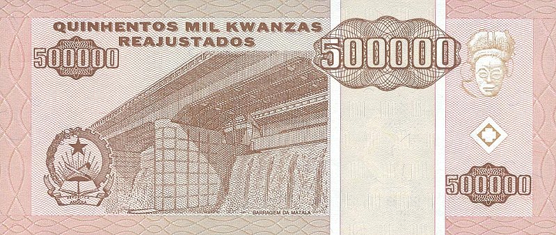 Back of Angola p140: 500000 Kwanzas Reajustados from 1995