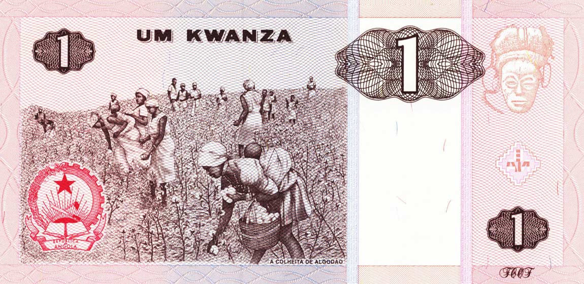 Back of Angola p143: 1 Kwanzas from 1999