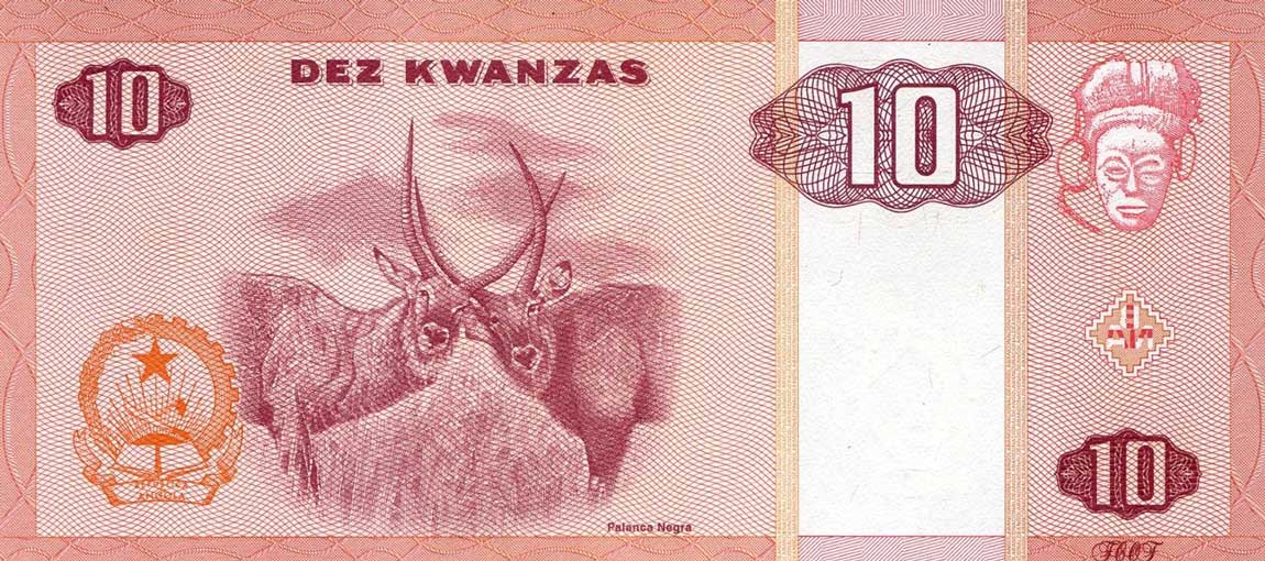 Back of Angola p145c: 10 Kwanzas from 2011