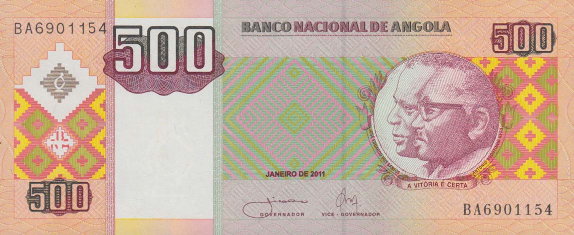 Front of Angola p149b: 500 Kwanzas from 2011