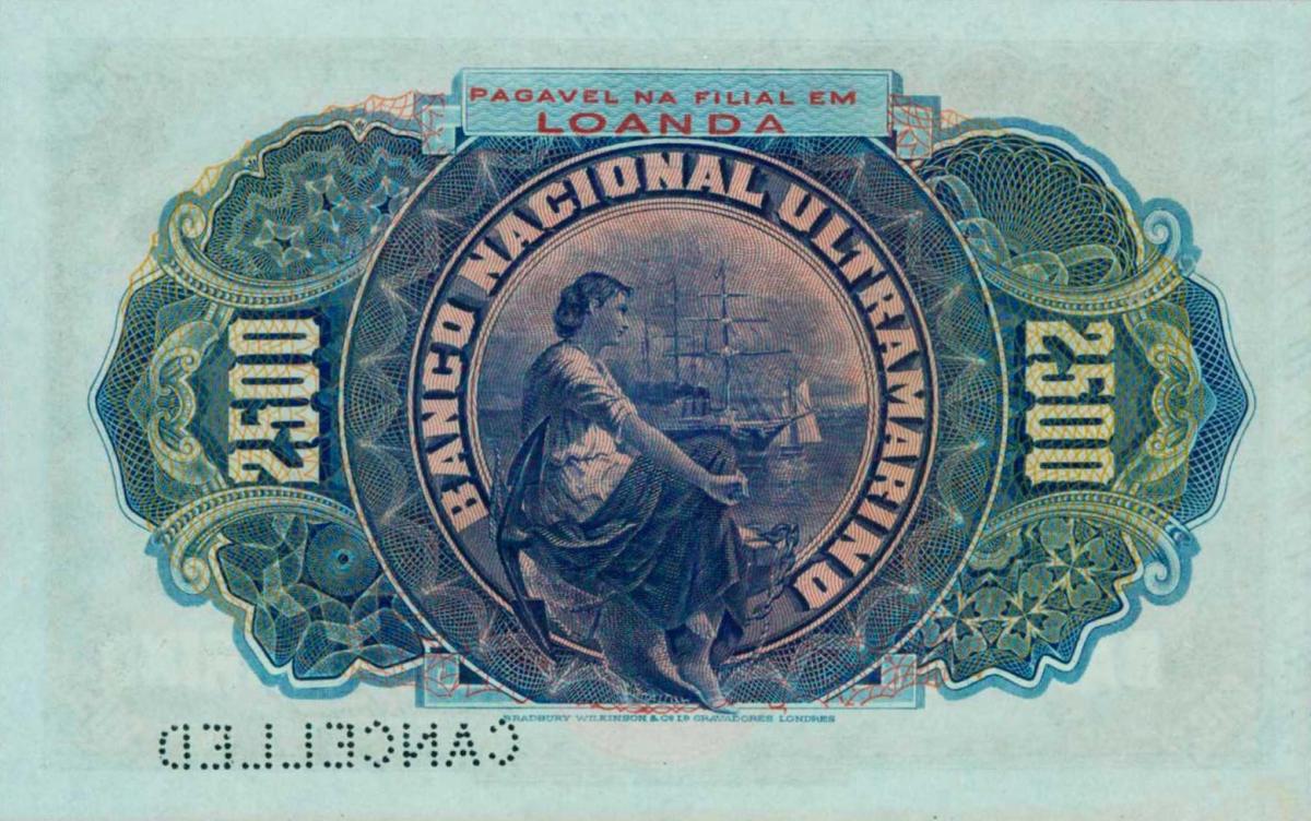 Back of Angola p30s: 2500 Reis from 1909