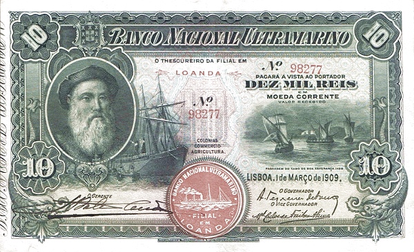 Front of Angola p33a: 10 Reis from 1909