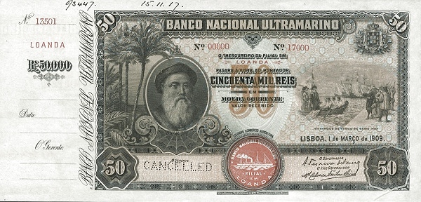 Front of Angola p37: 50 Reis from 1909