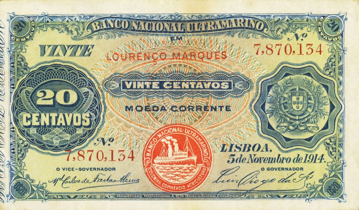 Front of Angola p43: 20 Centavos from 1914