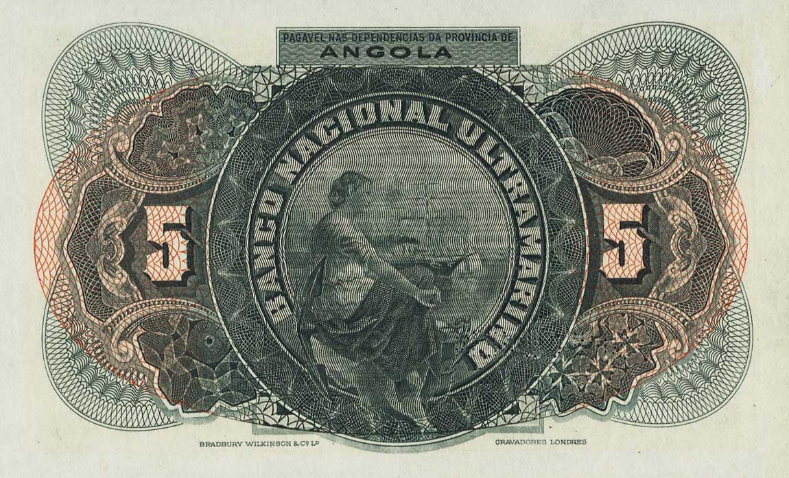 Back of Angola p57s: 5 Escudos from 1921