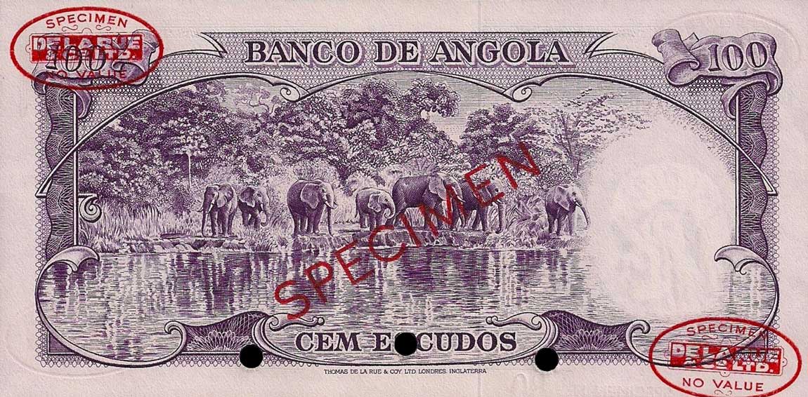 Back of Angola p89s: 100 Escudos from 1956