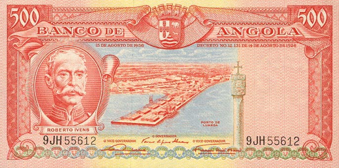 Front of Angola p90a: 500 Escudos from 1956