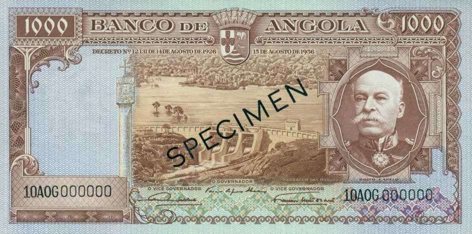 Front of Angola p91s: 1000 Escudos from 1956