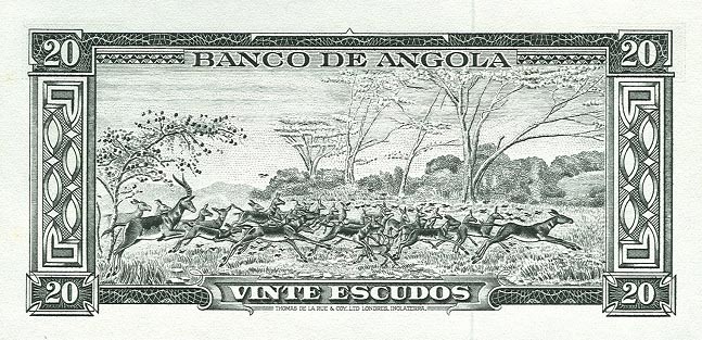 Back of Angola p92a: 20 Escudos from 1962