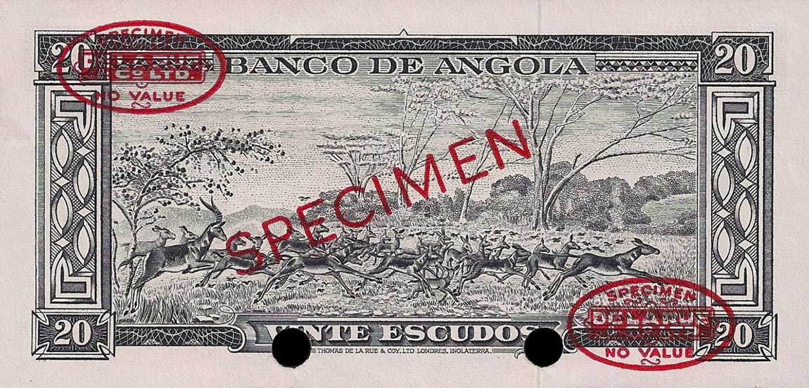 Back of Angola p92s: 20 Escudos from 1962