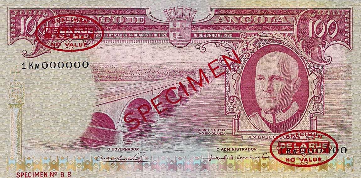 Front of Angola p94s: 100 Escudos from 1962