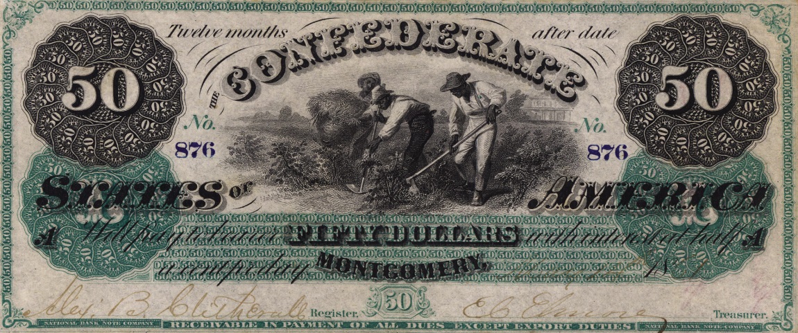 Front of Confederate States of America p1: 50 Dollars from 1861