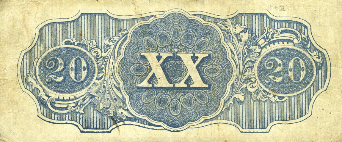 Back of Confederate States of America p53a: 20 Dollars from 1862