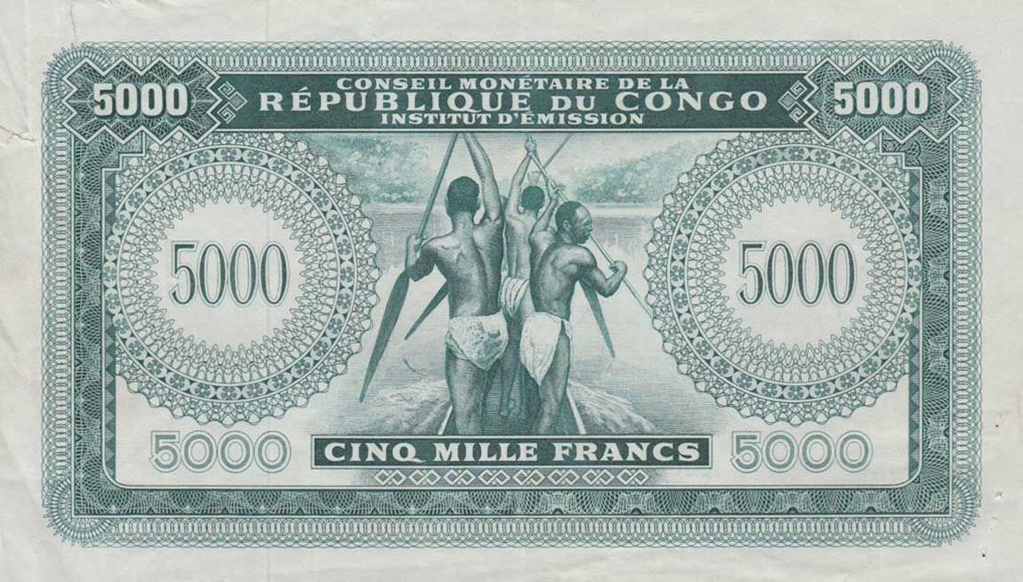 Back of Congo Democratic Republic p3a: 5000 Francs from 1963