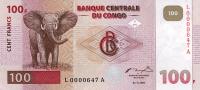 p90a from Congo Democratic Republic: 100 Francs from 1997