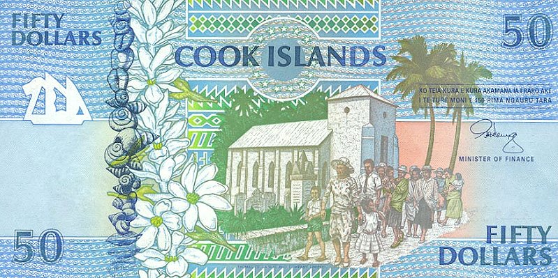 Front of Cook Islands p10a: 50 Dollars from 1992