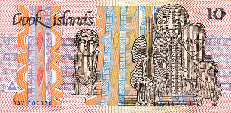Back of Cook Islands p4a: 10 Dollars from 1987