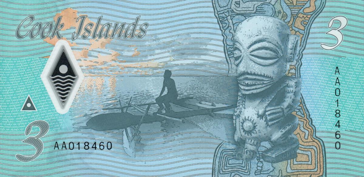 Back of Cook Islands p11a: 3 Dollars from 2021