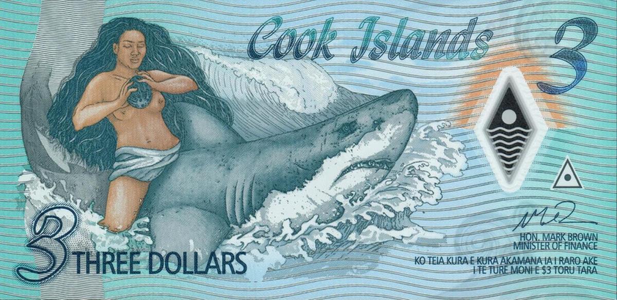 Front of Cook Islands p11a: 3 Dollars from 2021