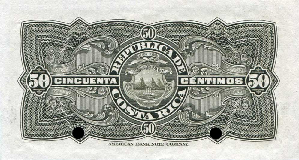 Back of Costa Rica p147s: 50 Centimos from 1917