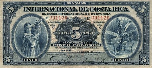 Front of Costa Rica p175a: 10 Colones from 1919