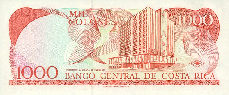 Back of Costa Rica p264a: 1000 Colones from 1997