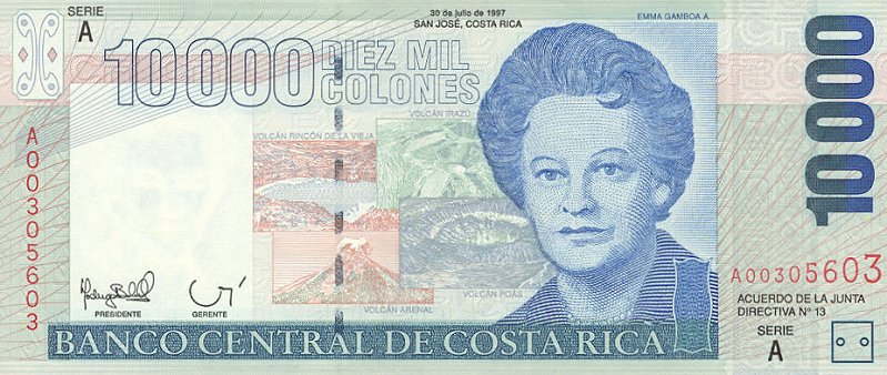 Front of Costa Rica p267a: 10000 Colones from 1997