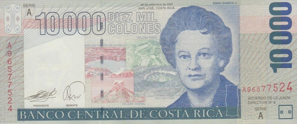 Front of Costa Rica p267e: 10000 Colones from 2007
