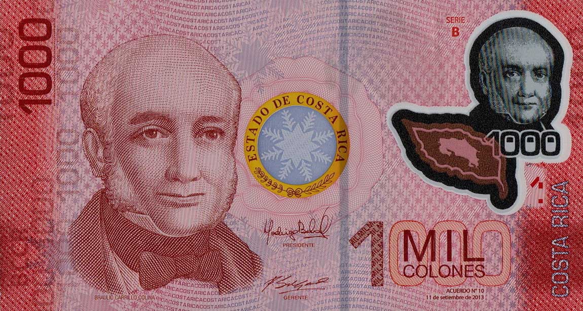 Front of Costa Rica p274b: 1000 Colones from 2013