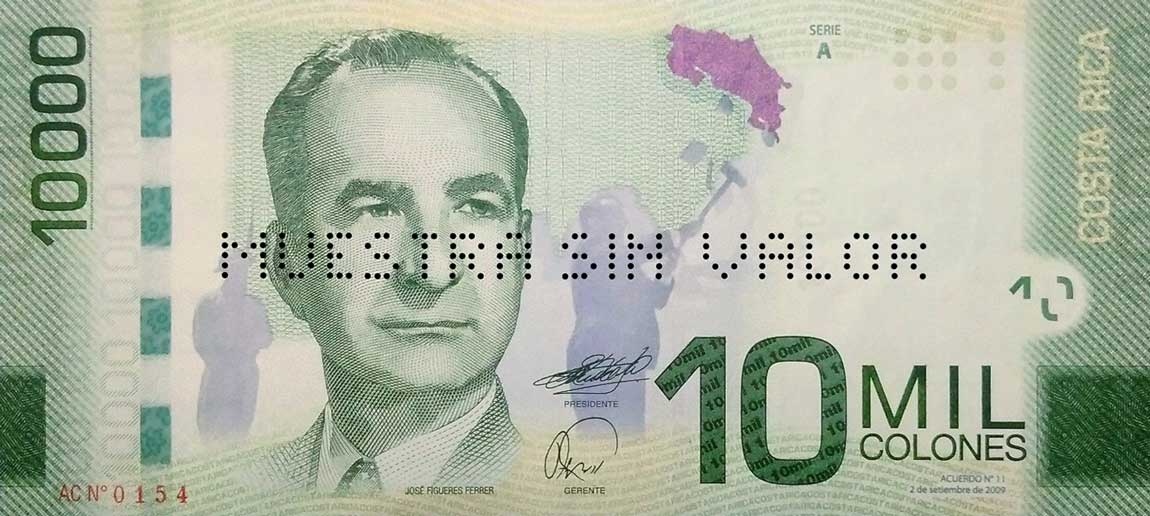Front of Costa Rica p277s: 10000 Colones from 2009