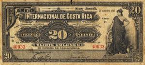 p169B from Costa Rica: 20 Colones from 1918